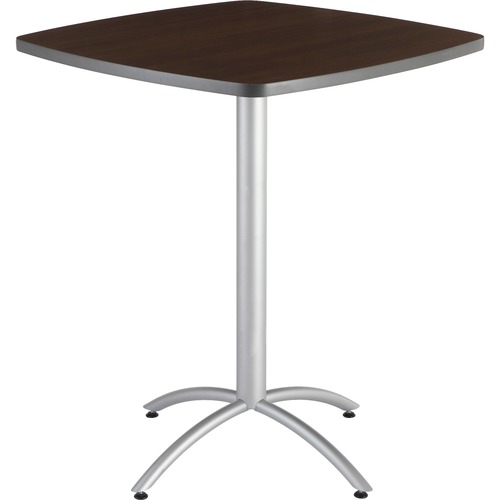Iceberg CafeWorks 36" Square Bistro Table - Melamine Square Top - Powder Coated Base x 1.1" Table Top Thickness - 42" Height x 36" Width x 36" Depth - Assembly Required - Walnut