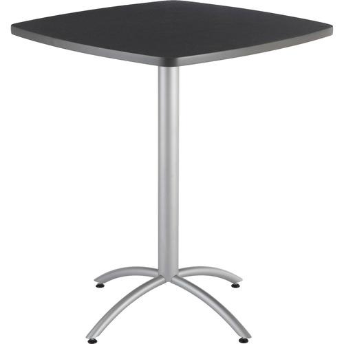 Iceberg CafeWorks 36" Square Bistro Table - Melamine Square Top - Powder Coated Base x 1.1" Table Top Thickness - 42" Height x 36" Width x 36" Depth - Graphite