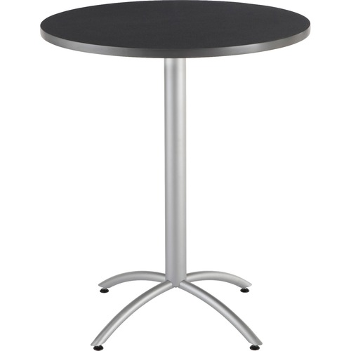 Iceberg CafeWorks 36" Round Bistro Table - Melamine Round Top - Powder Coated Base x 1.1" Table Top Thickness x 36" Table Top Diameter - 42" Height - Graphite - Meeting & Conference Room Tables - ICE65668