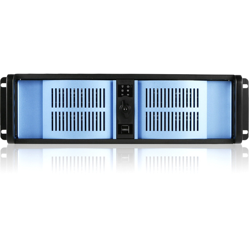 iStarUSA 3U Compact Stylish Rackmount Chassis Front-mounted ATX Power Supply - Rack-mountable - Black, Blue - Zinc-coated Steel, Aluminum Alloy - 3U - 8 x Bay - 2 x Fan(s) Installed - ATX, Micro ATX Motherboard Supported - 6 x Fan(s) Supported - 2 x Exter