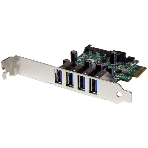 StarTech.com 4 Port PCI Express PCIe SuperSpeed USB 3.0 Controller Card Adapter with UASP - 5Gbps - SATA Power - Add 4 external USB 3.0 ports to a low profile or standard computer, through PCI Express - 4 Port PCI Express SuperSpeed USB 3.0 Controller Car