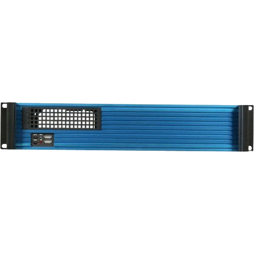 iStarUSA 2U Compact Rackmount microATX Chassis Blue - Rack-mountable - Blue - Zinc-coated Steel, Aluminum, Metal - 2U - 3 x Bay - Mini ITX, Micro ATX Motherboard Supported - 2 x Fan(s) Supported - 1 x External 5.25" Bay - 2 x Internal 3.5" Bay - 4x Slot(s