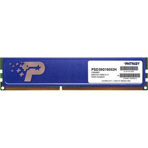 Patriot Memory Signature 8GB DDR3 SDRAM Memory Module - 8 GB - DDR3-1600/PC3-12800 DDR3 SDRAM - 1600 MHz - CL11 - 1.50 V - Non-ECC - Unbuffered - 240-pin - DIMM - Lifetime Warranty