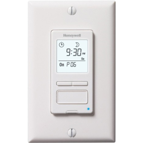 Honeywell RPLS540A1002/U ECONOSwitch Programmable Light Switch Timer (White) - Button Switch - Light Control - 110 V AC - White