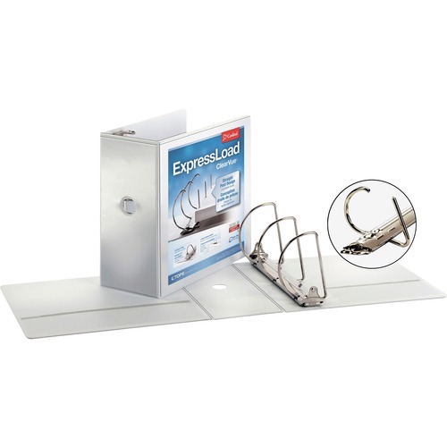 Cardinal ExpressLoad ClearVue Lock D-Ring Binder - 5" Binder Capacity - Letter - 8 1/2" x 11" Sheet Size - 975 Sheet Capacity - 4 45/64" Spine Width - 3 x D-Ring Fastener(s) - 2 Inside Front & Back Pocket(s) - Polypropylene - White - 2.58 lb - Recycled - 