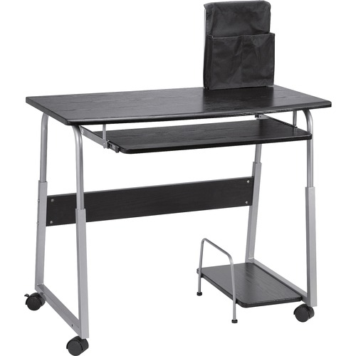 Lorell Mobile Computer Desk - Rectangle Top x 35.5" Table Top Width x 20.5" Table Top Depth x 0.7" Table Top Thickness - 29" Height - Assembly Required - Black, Laminated, Silver