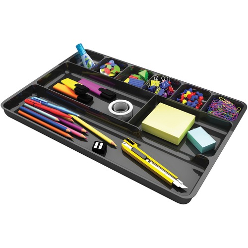Deflecto Sustainable Office Drawer Organizer - 1" Height x 14" Width x 9" Depth - 30% - Black - 1 Each