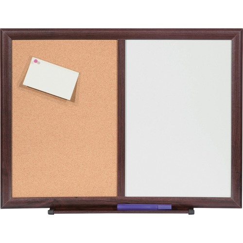 Lorell Combo Dry-Erase/Cork Board - 36" (3 ft) Width x 48" (4 ft) Height - Melamine Surface - Mahogany Wood Frame - 1 Each