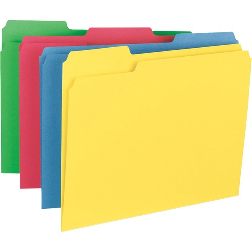 Business Source 1/3 Tab Cut Letter Recycled Top Tab File Folder - 8 1/2" x 11" - Top Tab Location - Assorted Position Tab Position - Assorted - 10% Recycled - 50 / Box - Top Tab Colored Folders - BSN16517