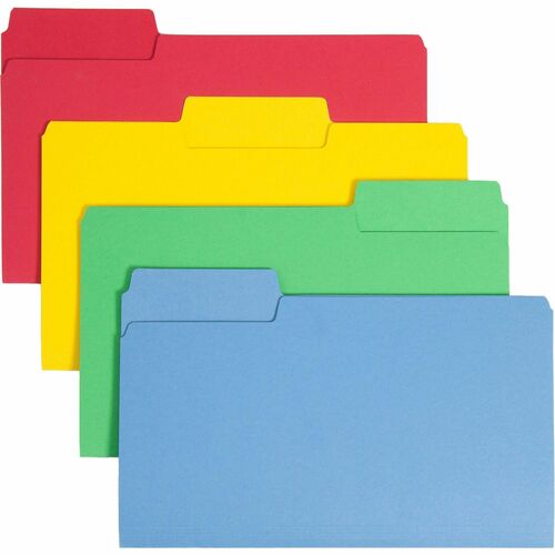 Smead SuperTab 1/3 Tab Cut Legal Recycled Top Tab File Folder - 8 1/2" x 14" - 3/4" Expansion - Top Tab Location - Assorted Position Tab Position - Blue, Red, Green, Yellow - 10% Recycled - 50 / Box