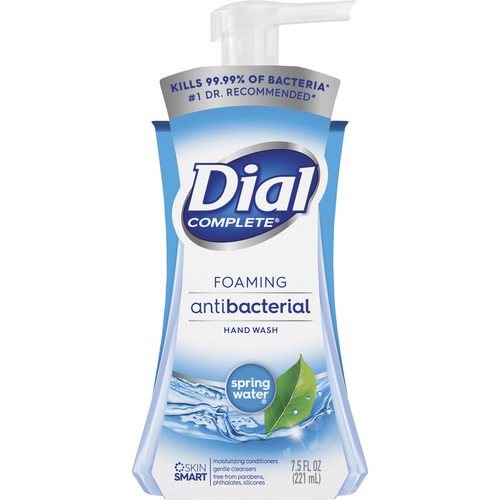 Dial Complete Spring Water Foaming Soap - Spring Water Scent - 7.5 fl oz (221.8 mL) - Pump Bottle Dispenser - Kill Germs - Hand - Blue - 1 Each