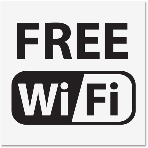 U.S. Stamp & Sign Free Wi-Fi Window Sign - 1 Each - Free Wi-Fi Print/Message - Plastic - Black, White - Signs & Sign Holders - USS6161