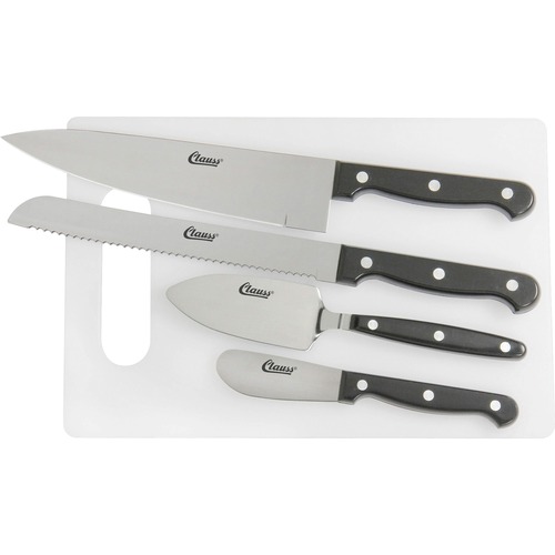 Acme United 5pc Cutting Board Knife Set - 5 Piece(s) - 1/Set - Knife Set - 1 x Bread Knife, 1 x Spatula, 1 x Spreader, 1 x Chef's Knife - Dishwasher Safe - Acrylonitrile Butadiene Styrene (ABS), Stainless Steel - Black = ACM18633