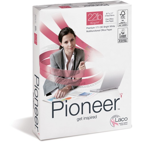 Pioneer Premium Forward-Thinking Multipurpose Paper - White - Letter - 8 1/2" x 11" - 22 lb Basis Weight - 5000 / Carton - FSC - Jam-free - White