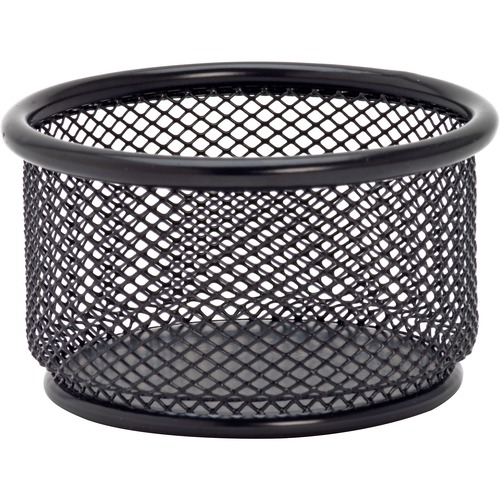 Lorell Mesh Wire Pencil Cup Holder - 3.8" x 2.1" x - Steel - 1 Each - Black