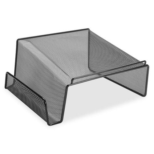 Lorell Mesh Wire Angled Height Mesh Phone Stand - 11.1" Height x 10.1" Width x 5.3" Depth - Steel - Black - 1 Each