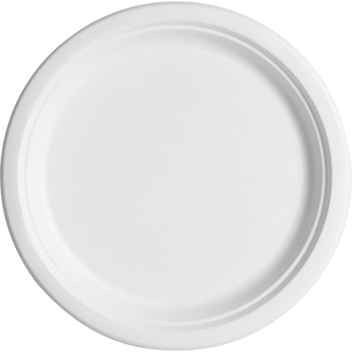 Eco-Products Sugarcane Plates - Microwave Safe - 10" Diameter - White - Fiber, Sugarcane Body - 50 / Pack