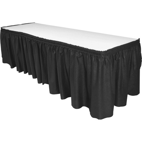 Genuine Joe Nonwoven Table Skirts - 14 ft Length x 29" Width - Adhesive Backing - Polyester - Black - 1 Each