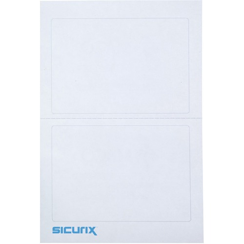 SICURIX Self-adhesive Visitor Badge - 3 1/2" Width x 2 1/4" Length - Removable Adhesive - Rectangle - Plain White - 100 / Box - Self-adhesive, Easy Peel