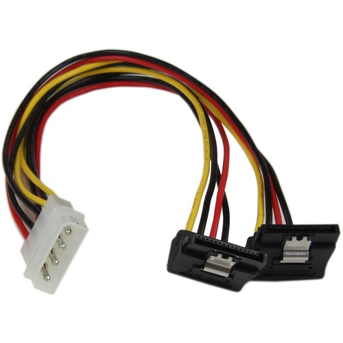 StarTech.com 12in LP4 to 2x Right Angle Latching SATA Power Y Cable Splitter - 4 Pin LP4 to Dual SATA - Power two SATA drives from a single LP4 power supply connector - LP4 to dual sata - LP4 to sata splitter - LP4 to sata cable - 4 pin LP4 to sata - lp4 