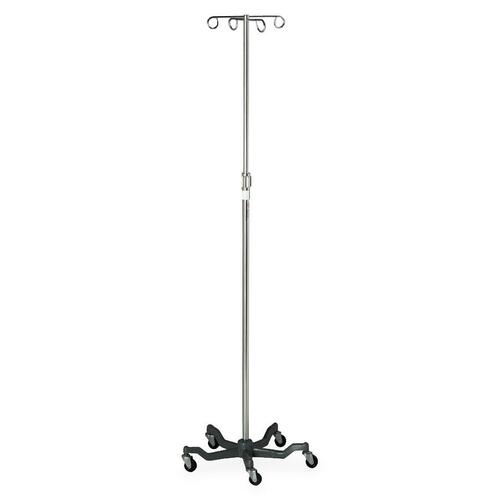 Medline Chrome Five Leg IV Poles - 4 Hooks - 18 lb (8.16 kg) Capacity - 81" Height - Aluminum - Chrome - 2 / Carton