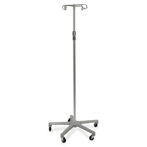Medline Chrome Deluxe Four Leg IV Poles - 4 Hooks - Aluminum - Chrome - 2 / Carton