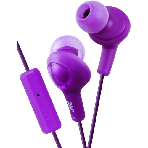 JVC Gumy Plus Inner Ear Headphones With Remote & Mic - Stereo - Wired - 16 Ohm - 10 Hz - 20 kHz - Earbud - Binaural - Open - 3.28 ft Cable - Violet