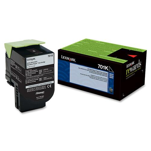 Lexmark Unison 701K Toner Cartridge - Laser - Standard Yield - 1000 Pages - Black - 1 Each - Laser Toner Cartridges - LEX70C10K0