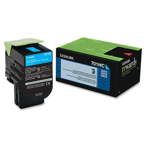 Lexmark 701HC Toner Cartridge - Laser - High Yield - 3000 Pages - Cyan - 1 Each - Laser Toner Cartridges - LEX70C1HC0