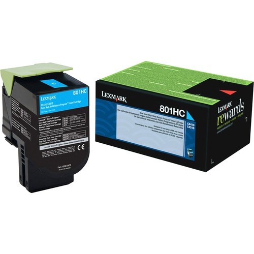 Lexmark Unison 801HC Toner Cartridge - Laser - High Yield - 3000 Pages Cyan - Cyan - 1 Each - Ink Cartridges & Printheads - LEX80C1HC0