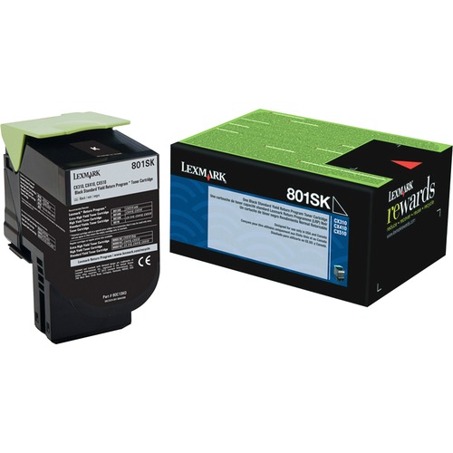 Lexmark Unison 801SK Toner Cartridge - Laser - Standard Yield - 2500 Pages Black - Black - 1 Each - Laser Toner Cartridges - LEX80C1SK0