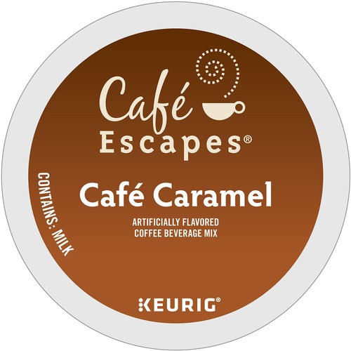 Café Escapes® K-Cup Café Caramel Coffee - Compatible with Keurig Brewer - Light/Mild - 24 / Box