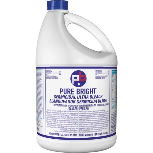 KIK Custom Pure Bright Germicidal Ultra Bleach - Liquid - 128 fl oz (4 quart) - 1 / Each - White