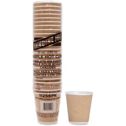 Genuine Joe Ripple Hot Cups - 25 / Pack - Brown - Paper - Hot Drink