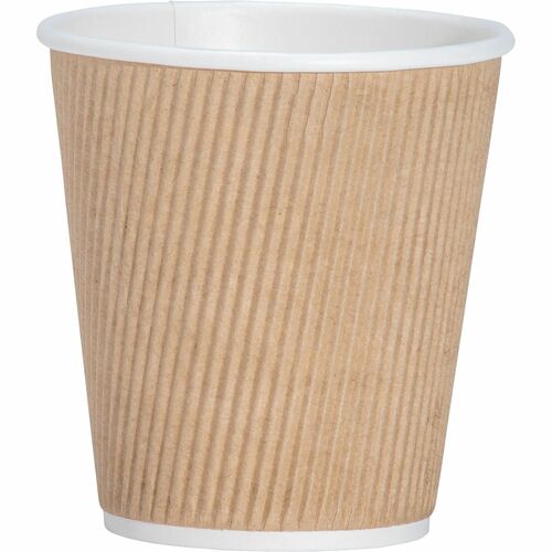 Genuine Joe 10 oz Rippled Hot Cups - 25.0 / Pack - 20 / Carton - Brown - Hot Drink, Beverage