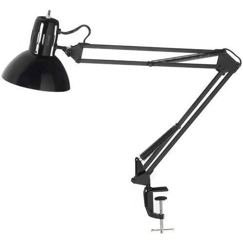 Dainolite Clamp-On Task Lamp, Gloss Black - 36" (914.40 mm) Height - 7" (177.80 mm) Width - 100 W LED Bulb - Painted - Dimmable, Adjustable - Metal - Desk Mountable, Table Top - Gloss Black, Black - for Desk, Room, Commercial, Table