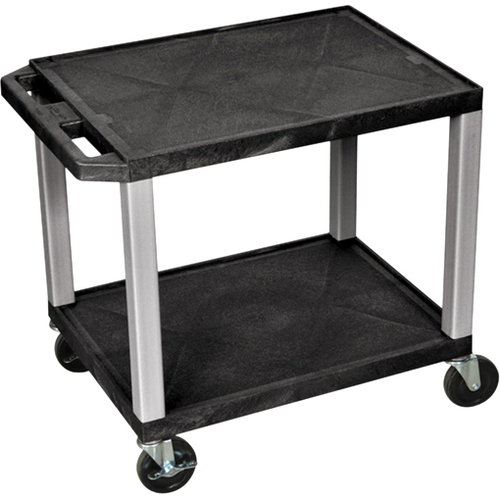 H. Wilson Tuffy AV Cart - 2 Shelves Nickel Legs - 2 Shelf - Thermoplastic, Polyethylene, Plastic - 24" Width x 18" Depth x 26" Height - Black