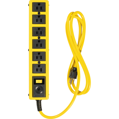 Woods 6 Outlet 6' Metal Yellow Jacket Strip - 6 x AC Power - 6 ft Cord - 125 V AC Voltage - 1875 W