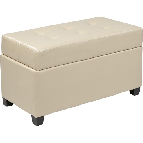 Office Star Metro Collection Rectangular Vinyl Storage Ottoman - Color: Cream - 1 / Pack
