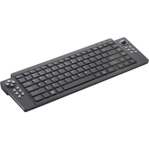 SMK-Link VersaPoint Rechargeable Wireless Media Keyboard - Wireless Connectivity - RF - 100 ft - 2.40 GHz - USB Interface - 88 Key Multimedia Hot Key(s) - English, French - QWERTY Layout - Computer - Trackball - PC