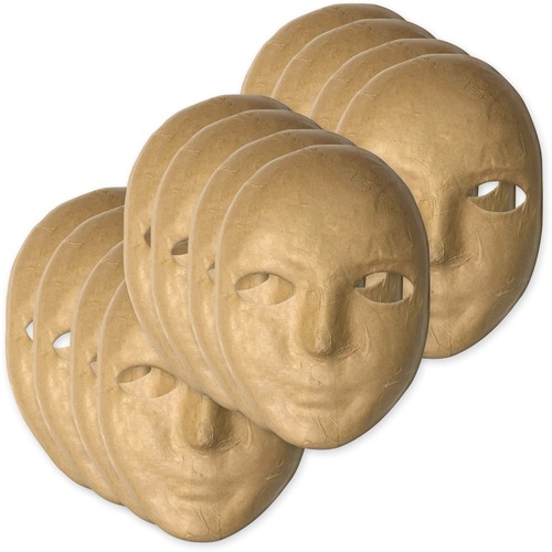 Creativity Street Paper Mache Masks - Decoration - 8"Height x 6"Width x 3"Depth - 12 / Set - Natural - Paper