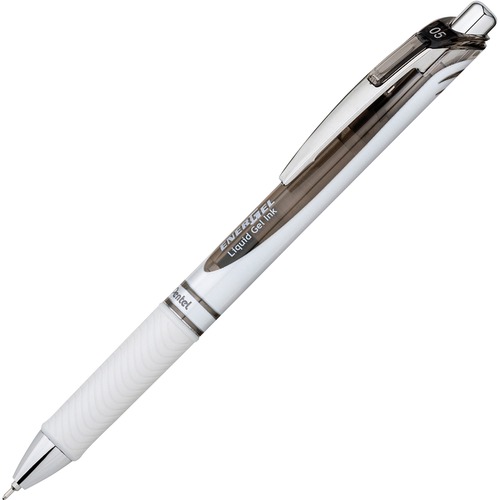 EnerGel EnerGel Pearl Liquid Gel Pen - Fine Pen Point - 0.5 mm Pen Point Size - Needle Pen Point Style - Refillable - Retractable - Black Gel-based Ink - Pearl White Barrel - Stainless Steel Tip - 1 Each