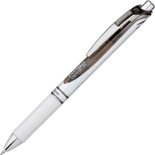 Pentel EnerGel Pearl Retractable Liquid Gel Pen - Medium Pen Point - 0.7 mm Pen Point Size - Refillable - Retractable - Black Gel-based Ink - Pearl White Barrel - Stainless Steel Tip - 1 Each - Gel Ink Pens - PENBL77PWA