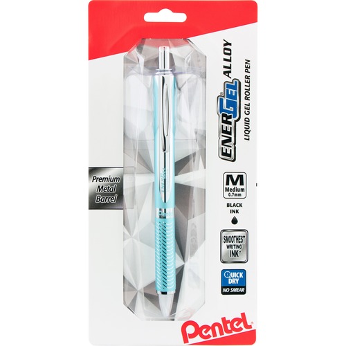 EnerGel EnerGel Alloy Gel Pen - Medium Pen Point - 0.7 mm Pen Point Size - Refillable - Retractable - Black Gel-based Ink - Aluminum Alloy Barrel - 1 / Pack