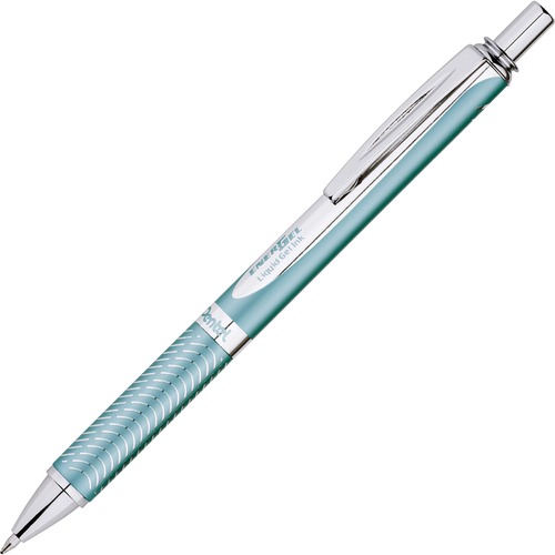 EnerGel EnerGel Alloy Retractable Gel Pens - Medium Pen Point - 0.7 mm Pen Point Size - Refillable - Retractable - Black Gel-based Ink - Aqua Marine Aluminum Alloy Barrel - Stainless Steel Tip - 1 Each