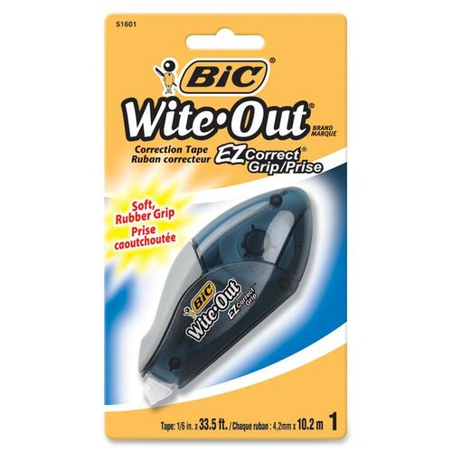Wite-Out Correction Tape - 335 ft Length - White Tape - Ergonomic Translucent Dispenser - Comfortable Grip, Writable Surface, Quick Drying - 1 Each - Translucent