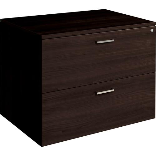 Ionic 2 Drawer Lateral File - 24" Deep - 36" x 24" x 29" - 2 x Drawer(s) for File - Lateral - Locking Drawer, Adjustable Glide, Anti-tip - Dark Espresso - Laminate