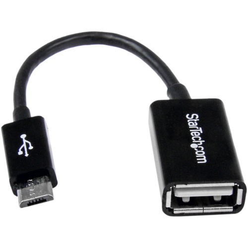 StarTech.com 5in Micro USB to USB OTG Host Adapter M/F - Connect your USB On-the-Go capable tablet computer or Smartphone to USB 2.0 devices (thumb drives, USB mouse or keyboard, etc.) - micro usb otg adapter - micro usb host otg cable - micro usb otg cab