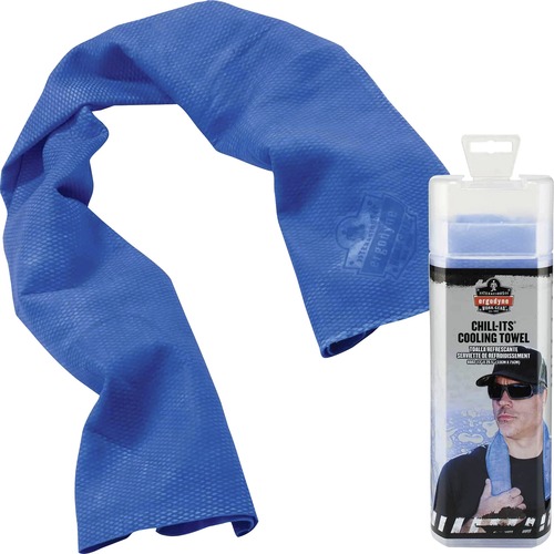 Ergodyne Chill-Its 6602 Evaporative Cooling Towel - Blue - Polyvinyl Alcohol (PVA) - 1 Each