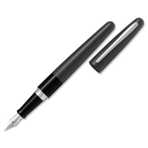 Pilot Fountain Pen - Medium Pen Point - Refillable - Black Stainless Steel Barrel - 1 Each - Fine Writing Pens & Pencils - PILFPMR1BP